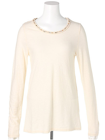 レースビーズネックトップス