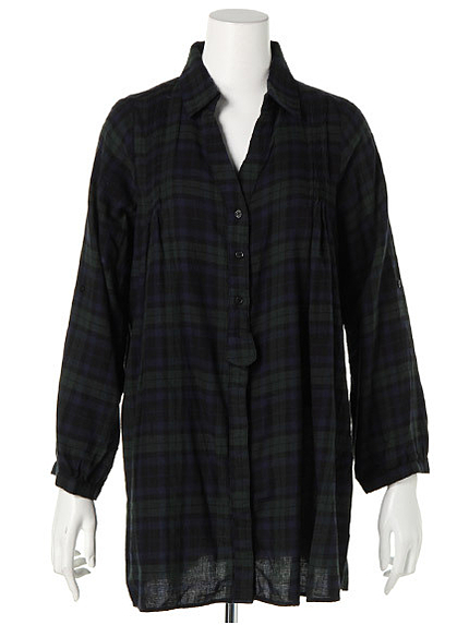 ピンタックチェックシャツチュニック