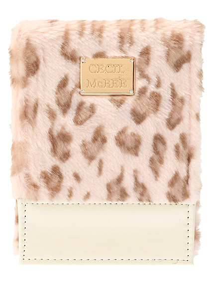 フェイクファーレオパード柄ミラー