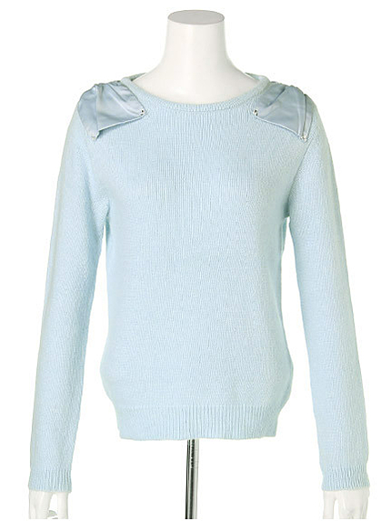 肩リボンビジューアンゴラ混ニット