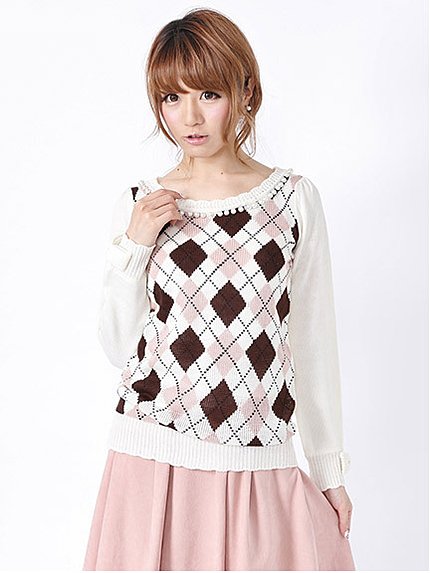 14.AW アーガイルジャガードチュニック