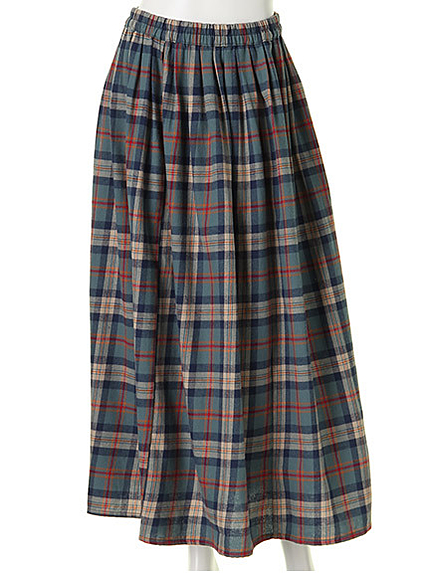 ネルチェックギャザーマキシスカート