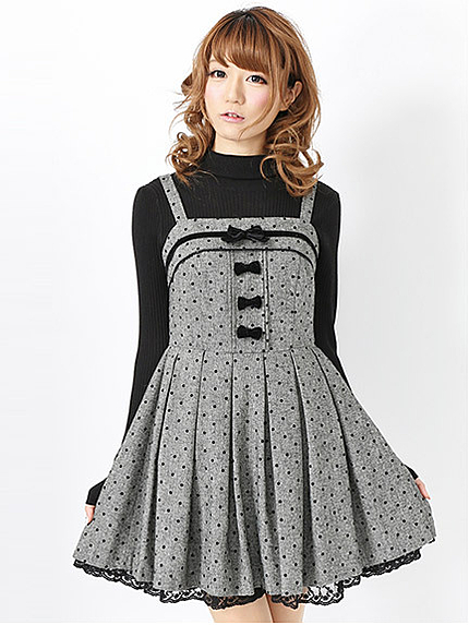 14.AW  フロッキードットレディリボンジャンパースカート