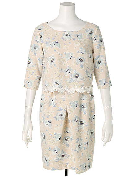 フラワープリントレイヤーワンピース