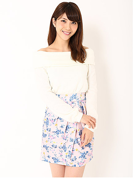 花柄ドッキングオフショルワンピ