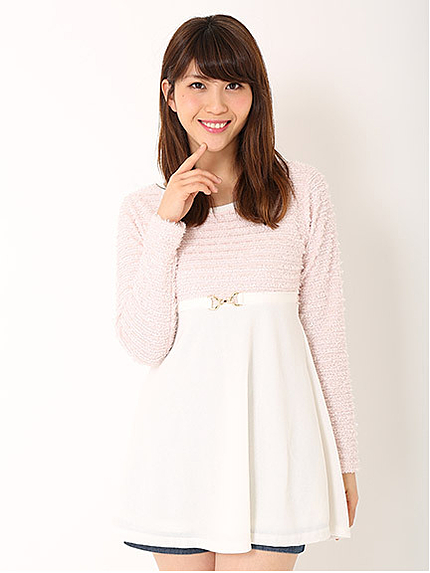 ラメシャギー配色チュニック