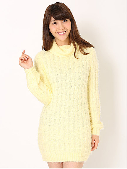 ラメシャギータートルニットワンピ