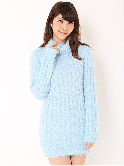 ラメシャギータートルニットワンピ