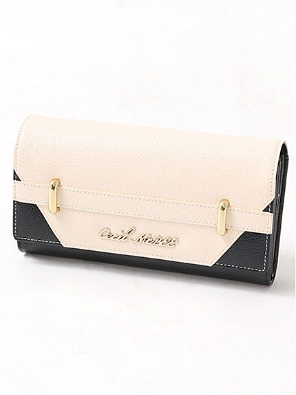 バイカラーフラップ長財布