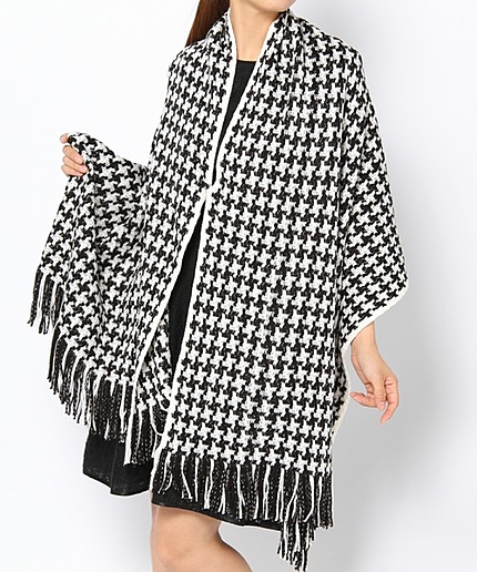 ラメ入り千鳥大判ストール