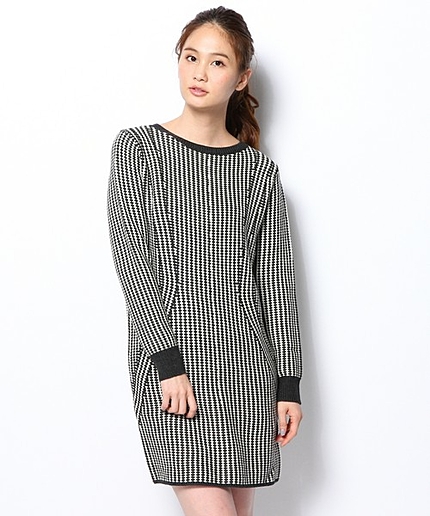 CrossStripeニットワンピース