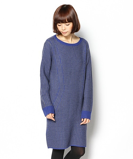 CrossStripeニットワンピース