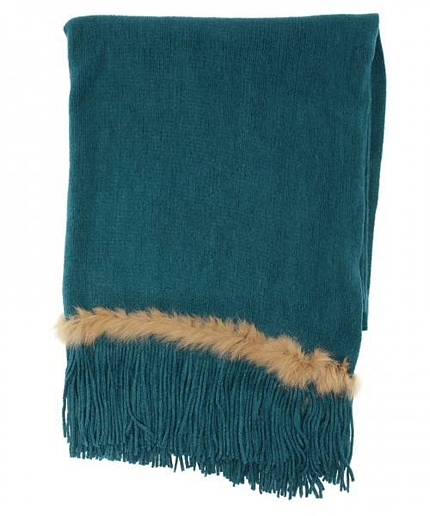 ファー付大判マフラー