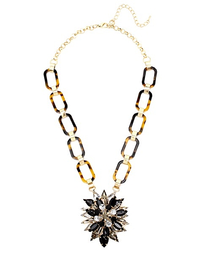 ビッグビジュー×べっ甲風チェーンネックレス