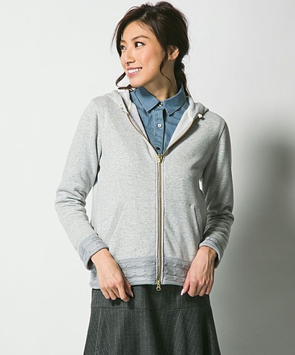 ボンバーヒートニット使いパーカー