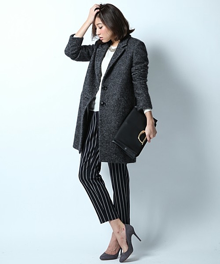 ウールモヘアヘリンボーンチェスターコート