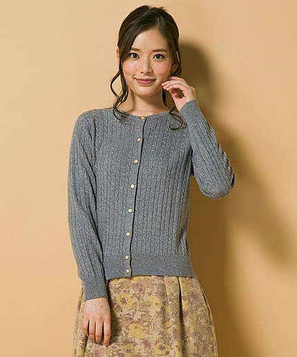 ウールカシミヤミニケーブルカーディガン