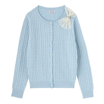 アンゴラ混肩リボンニットカーディガン