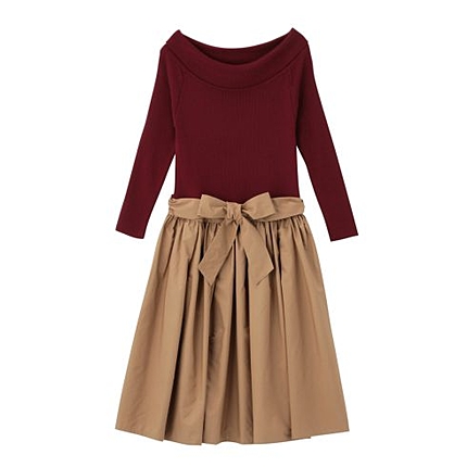 異素材ドッキングワンピース