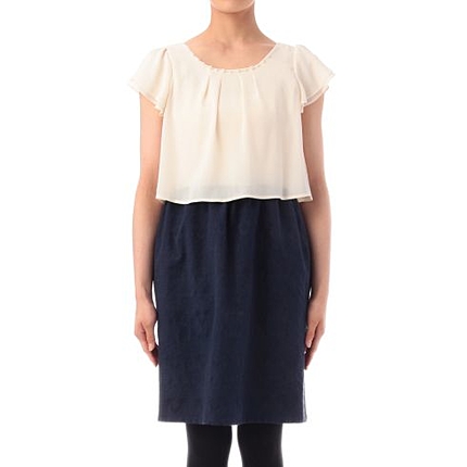 シフォン×ジャカードワンピース