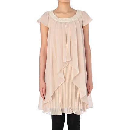 プリーツ見せシフォンワンピース