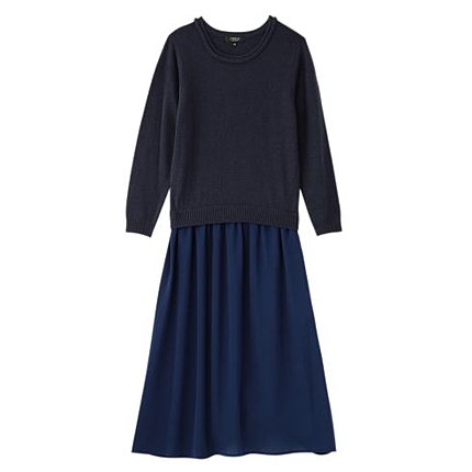 ニットシフォンドッキングワンピース