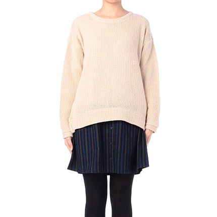 畦編みニット+シャツワンピースセット