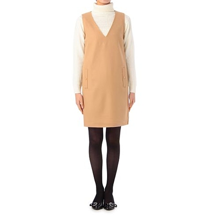 Vネックノースリーブボタニーワンピース