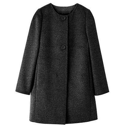 [L]カシミヤ混ノーカラーコート