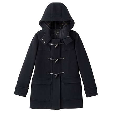 チェックフードつきダッフルコート