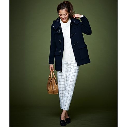 チェックフードつきダッフルコート