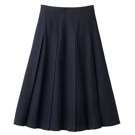 [L]ミモレ丈プリーツスカート