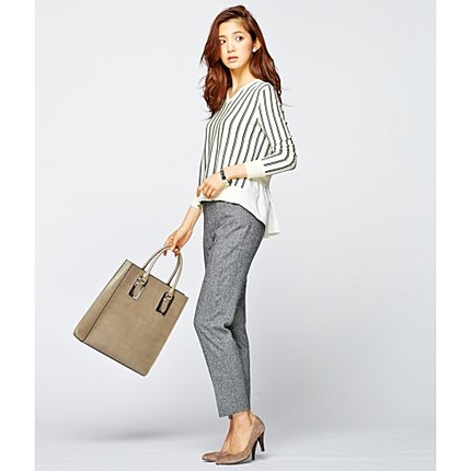 バックシャンストライプニットプルオーバー