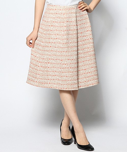 ツィードWストレッチプリントスカート