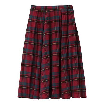 チェックミモレスカート