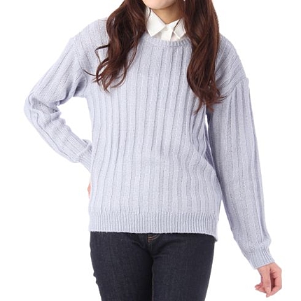 衿付きワイドリブニット