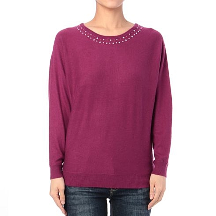 バックレースビジュードルマンニット