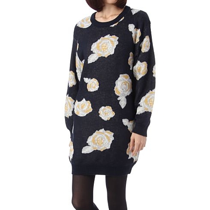 フラワージャカード編みニットチュニック