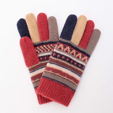 雪柄ジャカードニットグローブ