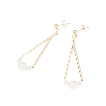 トライアングルパールビジューピアス