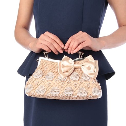 パールクロシェ変わりがま口ハンドバッグ