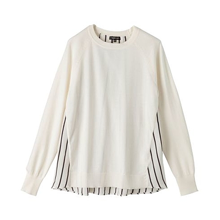 [S]ストライプレイヤード風ニットプルオーバー