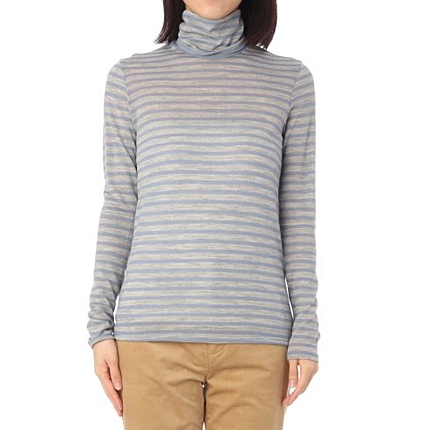 ボーダータートルネックニット