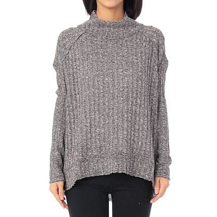 モックネックリブニット