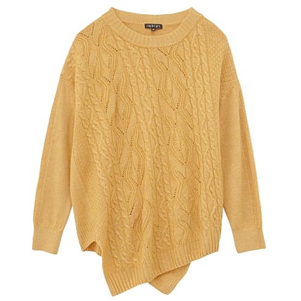 フロント編み地ミックスドロップショルダーニット