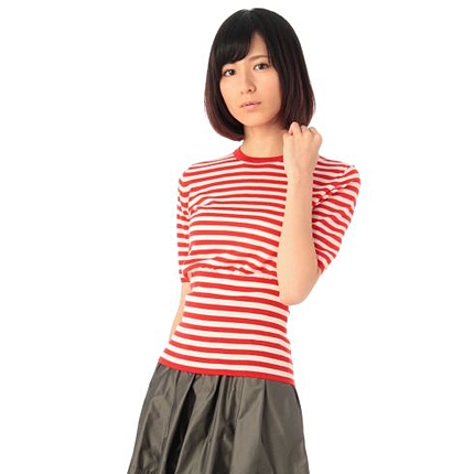 ウエストシェイプボーダーニットプルオーバー