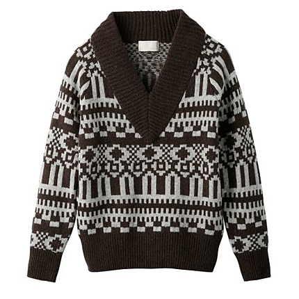 ボリュームネックオルテガ柄ニット