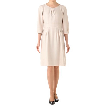 ウエスト切り替え7分袖ワンピース