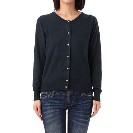 変わりビジューボタンカーディガン