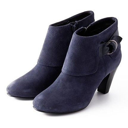 バックル牛革スエードブーティ